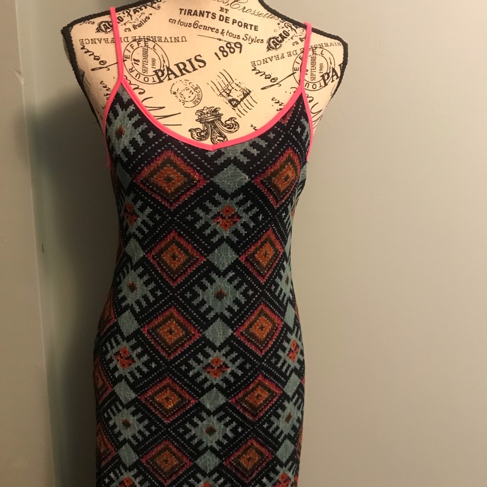 Fire Los Angeles - size M Dress - beautiful Blue, Orange and Pink
